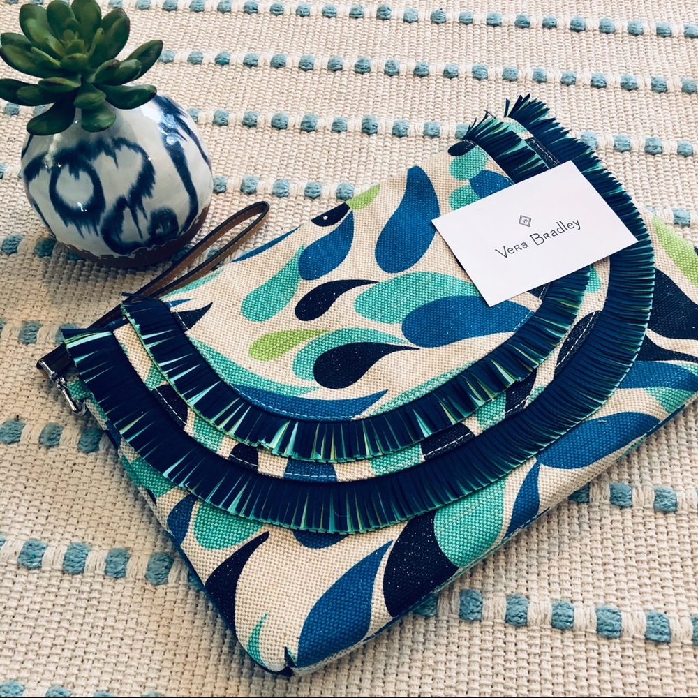 Vera Bradley Clutch Fringe Linen Purse